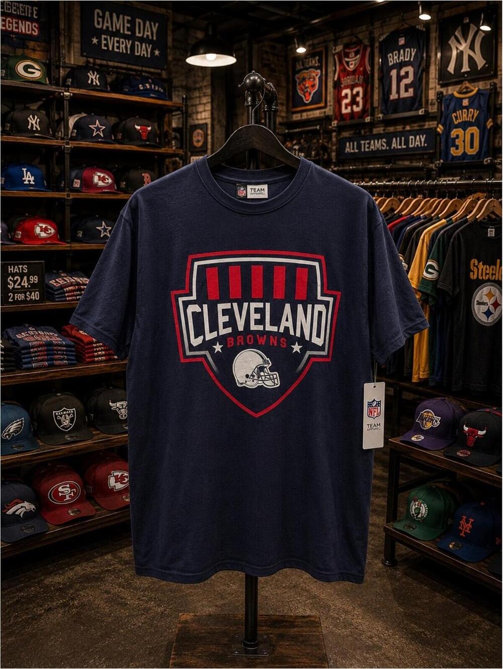 NFL Navy Tee with Red Stripe Graphic